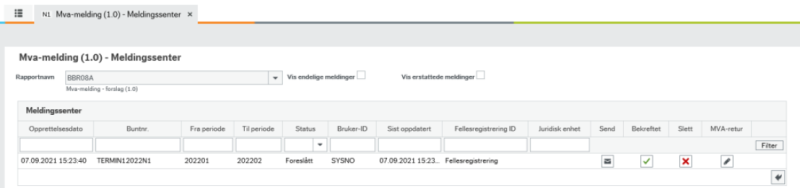 Skjermbilde av Meldingssenter.