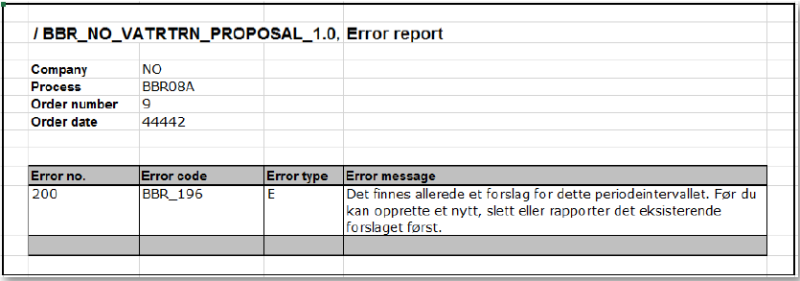 Skjermbilde som viser feilmeldingen som oppstår.