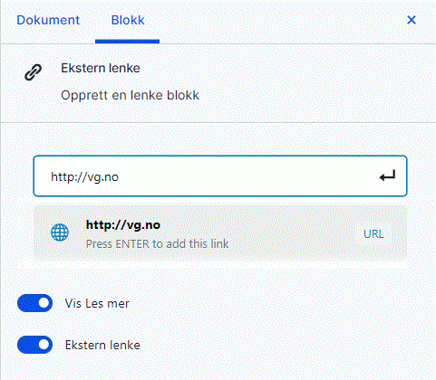 Ekstern lenke skjema