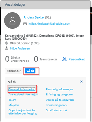 Skjermbilde av ansattdetaljer i DFØ HR