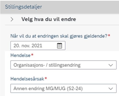 Bildet viser stillingsdetaljer.