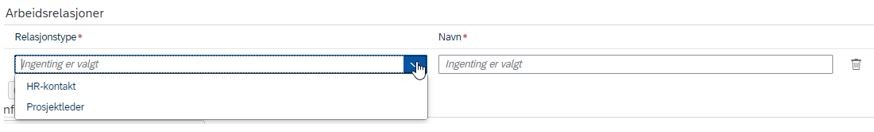 Bildet viser felt for arbeidsrelasjoner.