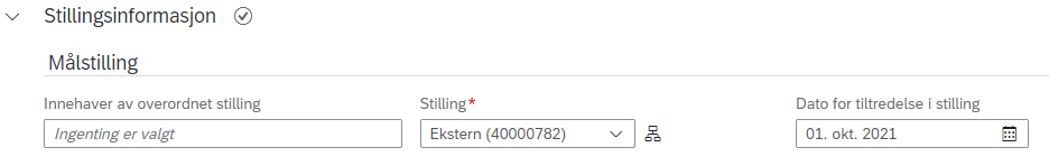Bildet viser felt med stillingsdetaljer.