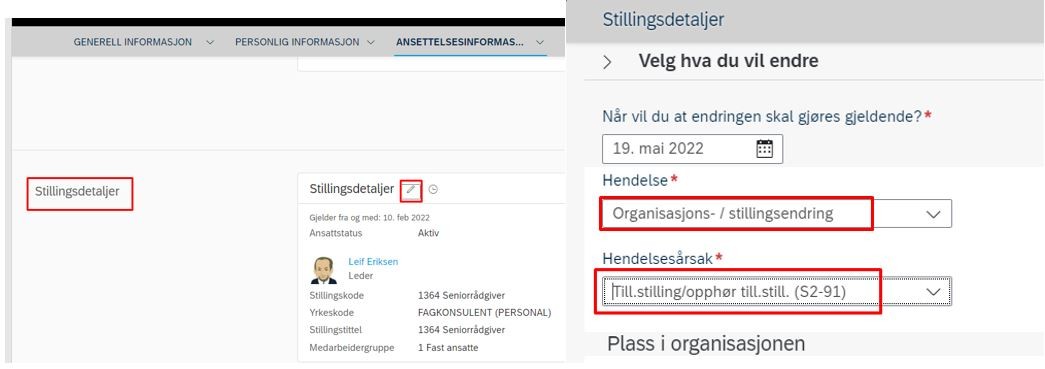 Bildet viser felt med stillingsdetaljer.