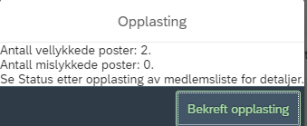 Bildet viser bekreft opplasting