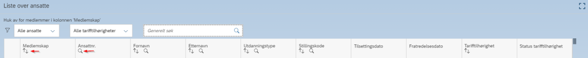 Bildet viser filter og søk