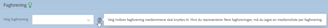 Bildet viser hjelpetekst i fagforeningstilknytning