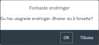 Bildet viser varsel ved ulagrede endringer