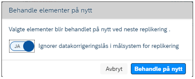 Skjermbilde av behandle på nytt i DFØ HR