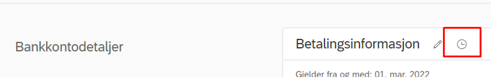 Skjermbilde av klokkeikonet under betalingsinformasjon i DFØ HR