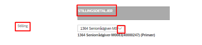 bildet viser hvor du trykker for å få nedtrekmeny med stillinger