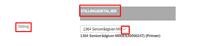 bildet viser hvor du trykker for å få nedtrekmeny med stillinger 