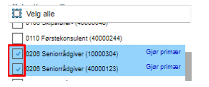 bildet viser hvordan du velger flere stillinger