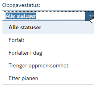 Skjermbilde som viser oppgavestatus i DFØ HR