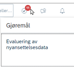 Skjermbilde av gjøremål og evaluering av nyansettelsesdata i DFØ HR