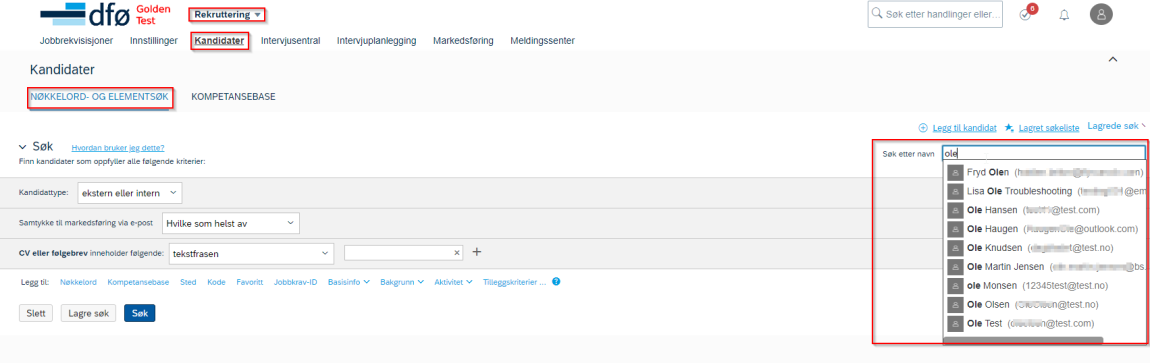 bildet viser hvordan du kan søke etter kandidat i kandidatdatabasen