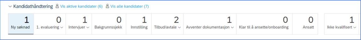 bildet som viser oversikt over alle statusfelt i kandidathåndtering 