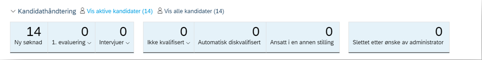 Skjermbildet av en oversikt over ulike statuser som er synlige for ekstra evaluerer