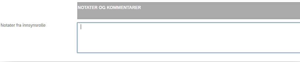 Skjermbildet av et eget notatfelt i jobbrekvisisjonen for innsynsrollen