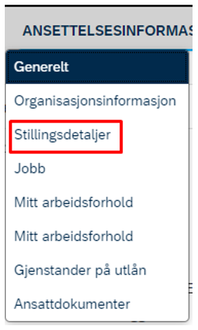 Skjermbilde som viser stillingsdetaljer i DFØ HR