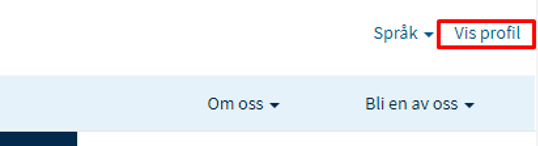 Skjermbilde som viser hvor du finner din profil på karrieresiden oppe til høyre øverst på siden
