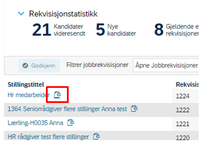 Skjermbilde av hva du må trykke på for å komme til stillingsutlysning