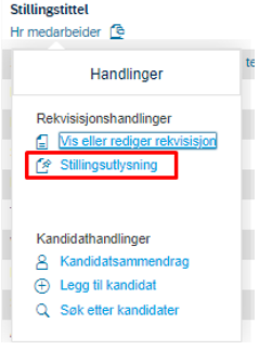 Skjermbilde som viser hvor du skal trykke - på "stillingsutlysning".