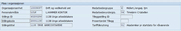 Skjermbilde fra DFØ HR om Infotype 9051