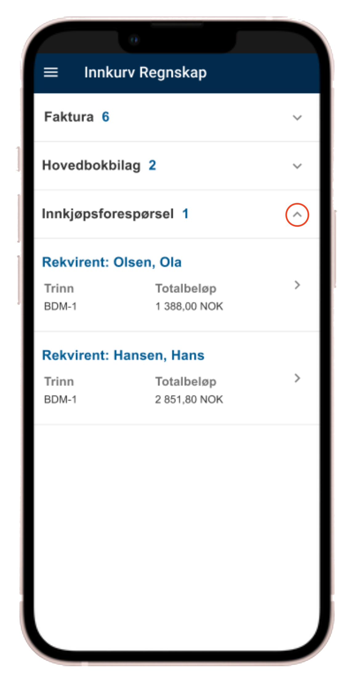 Oppgavebehandling for regnskap i DFØ-appen