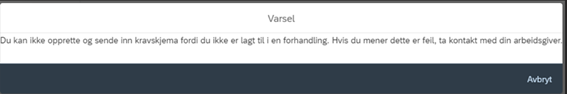 Bildet viser varsel i kravskjema