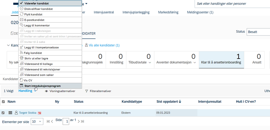 Skjermbilde av "Start introduksjonsprogram".