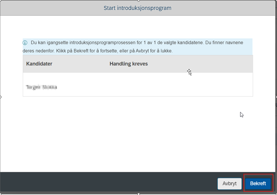 Skjermbilde av siden "Start introduksjonsprogram".