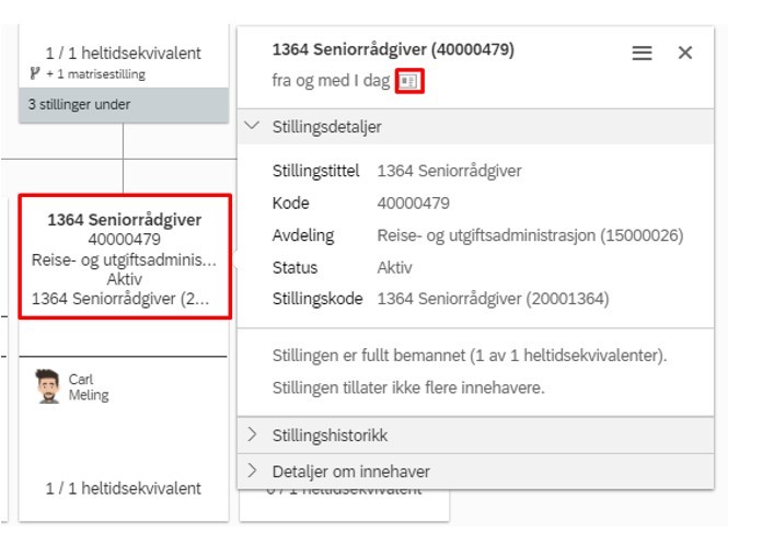 Skjermbilde av hvor du finner visittkortet.