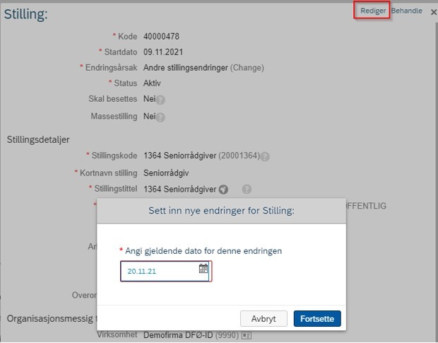 Skjermbilde av hvor du finner datofeltet.