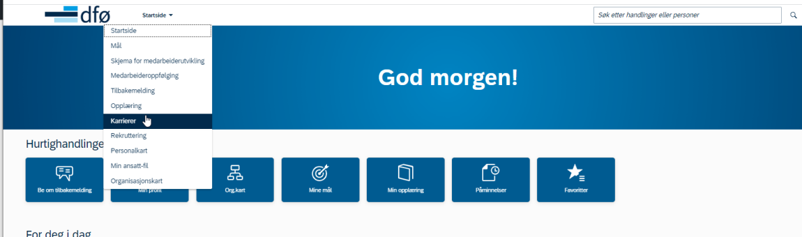 bildet som viser hvor kandidat finner intern utlyste stillinger
