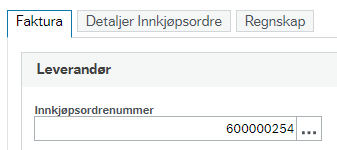 Innkjøpsordrenummeret finner du i feltet Innkjøpsordrenummer under Faktura og Leverandør.