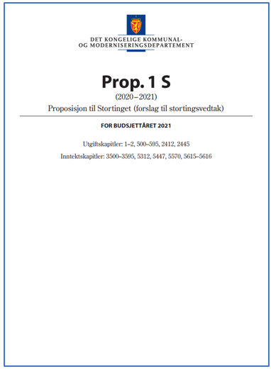 Bildet viser forsiden på Prop. 1 S.