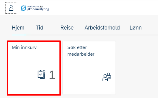 Oversikt Selvbetjeningsportal med markering for Min innkurv